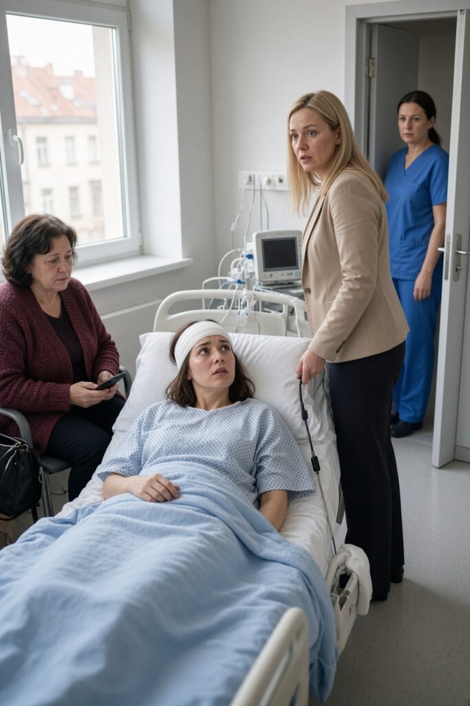 Siostra odłącza monitor rannej pacjentki