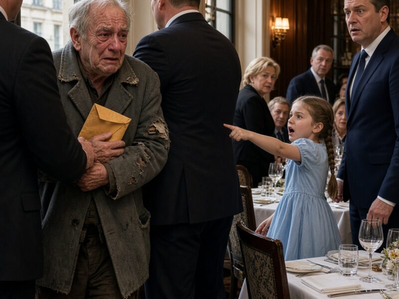Ochroniarze wyrzucali biednego staruszka z luksusowej restauracji, aż córka milionera krzyknęła: Tato, to człowiek, który uratował mi życie!