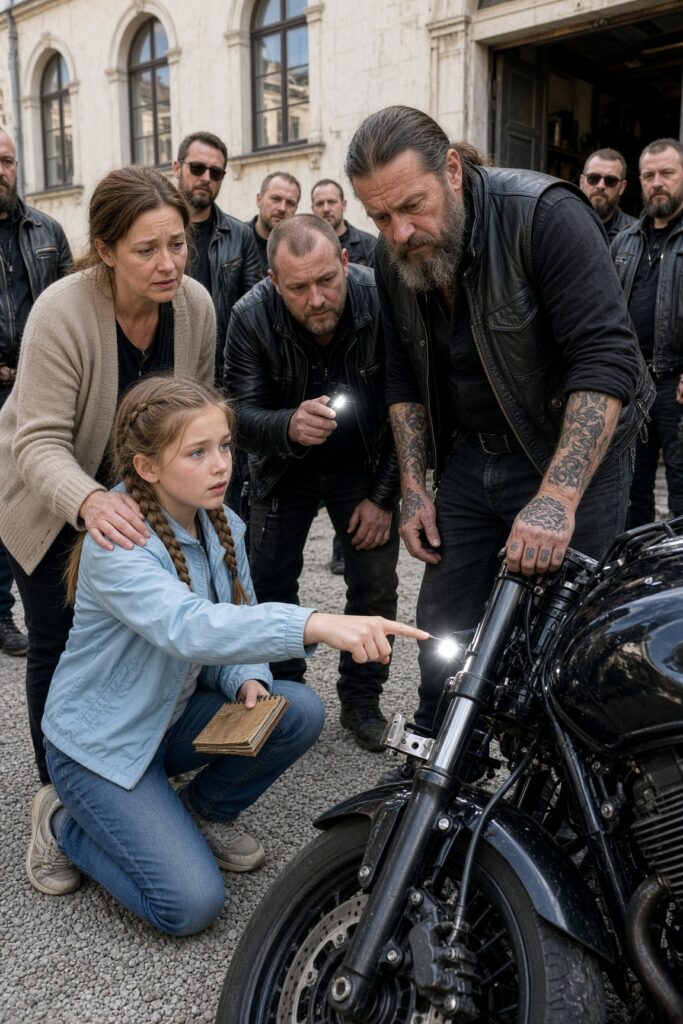 Dziewczynka ostrzega motocyklistów przed awarią